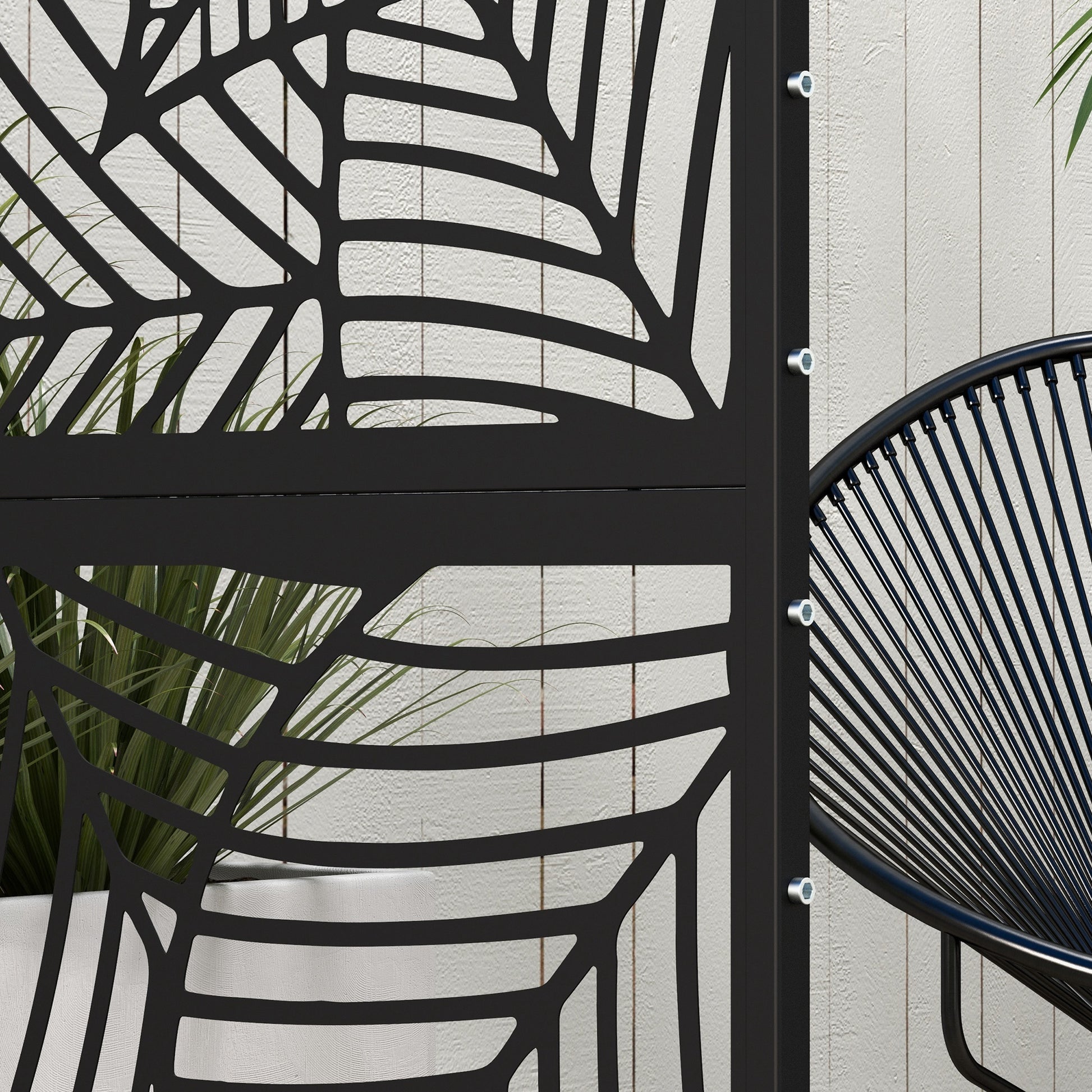 Outsunny Biombo Separador De Ambientes De 3 Paneles 122x198 Cm Negro_4