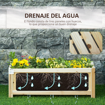 Outsunny Jardinera De Madera Plegable Con 4 Patas 70x30x25 Cm Natural_4