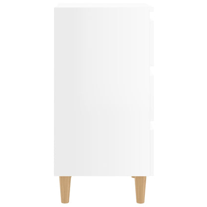 Mesita De Noche Patas Madera 2 Uds Blanco Brillo 40x35x69 Cm_4