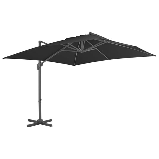 Vidaxl Sombrilla Voladiza De Jardín Con Poste De Aluminio Negro 3x3 M_0