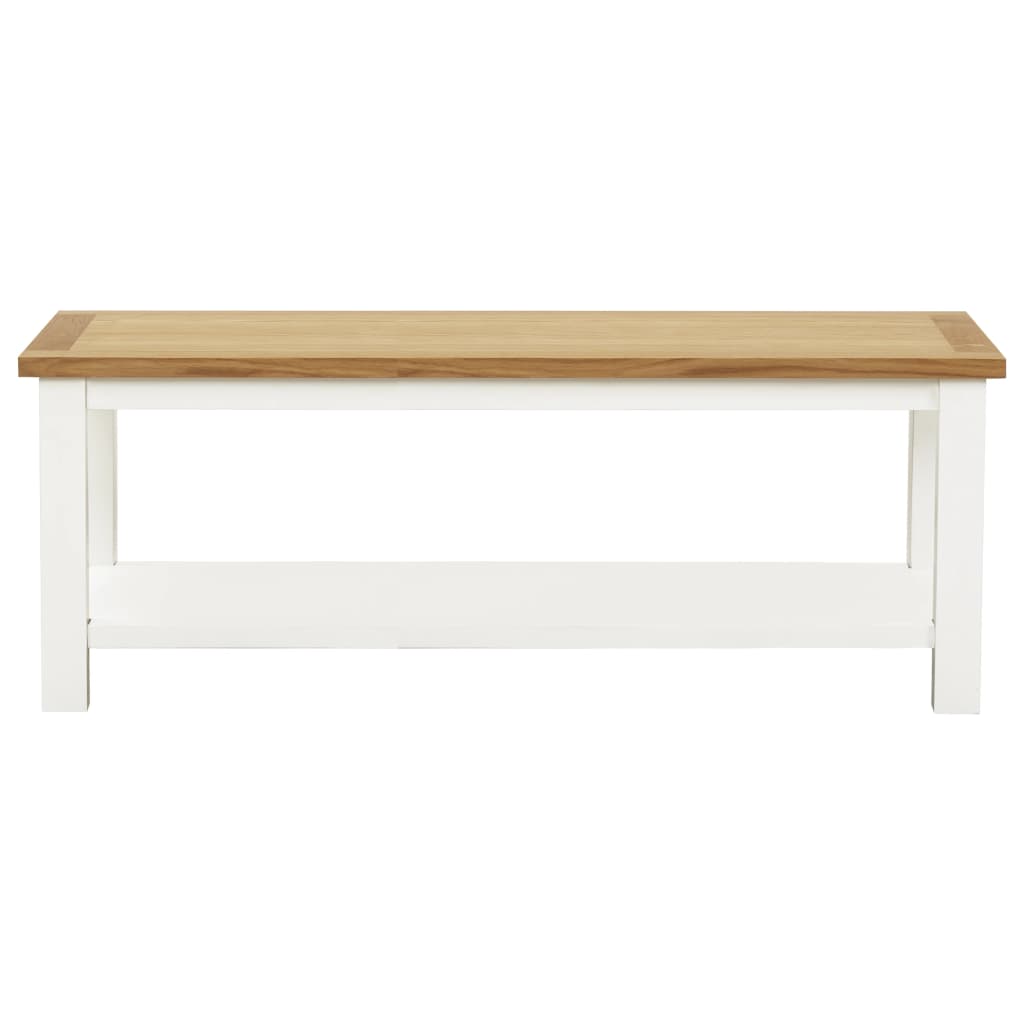Mesa De Centro De Madera Maciza De Roble 110x55x40 Cm_0