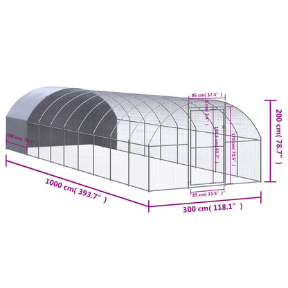 Vidaxl Gallinero De Exterior De Acero Galvanizado 3x10x2 M_2