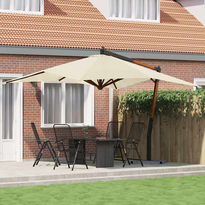 Vidaxl Sombrilla Jardín Voladiza Palo De Madera Arena Blanco 400x300cm_1