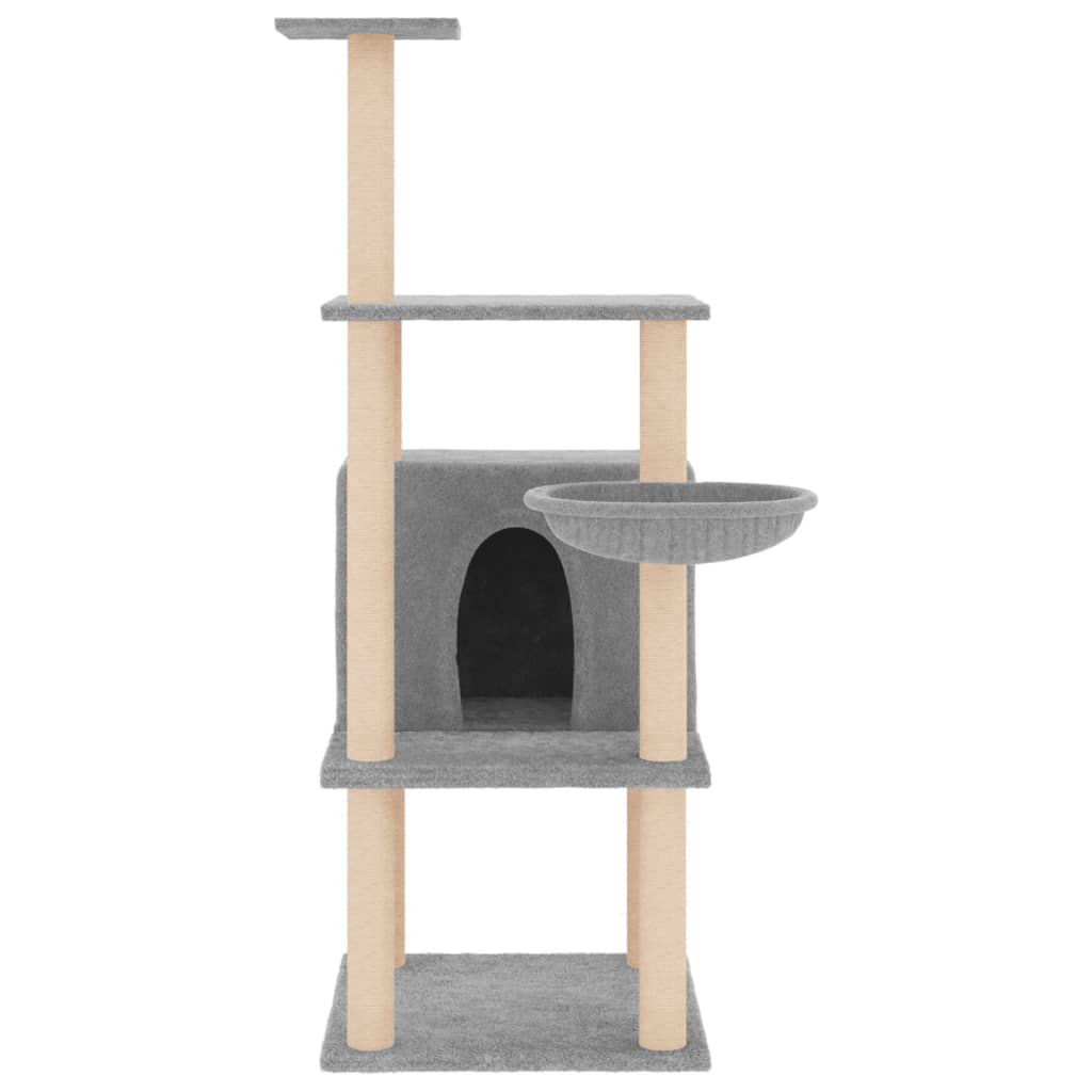 Rascador Para Gatos Con Postes De Sisal Gris Claro 132 Cm_2