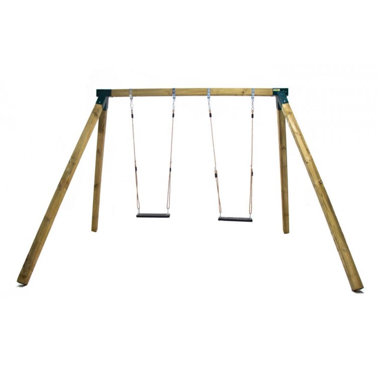 Columpio Doble De Madera Cuadrada Masgames Karai Deluxe Adultos (caucho Y Cuerdas)._0