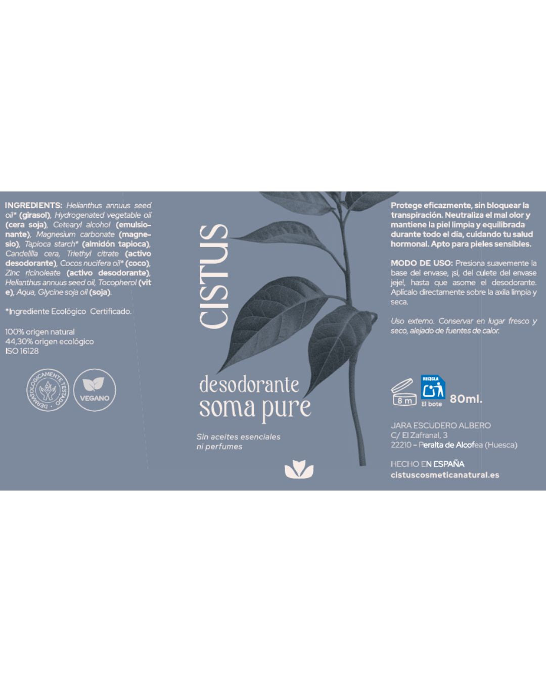 Desodorante sólido natural sin perfume para piel sensible | SOMA PURE 80 ml_5
