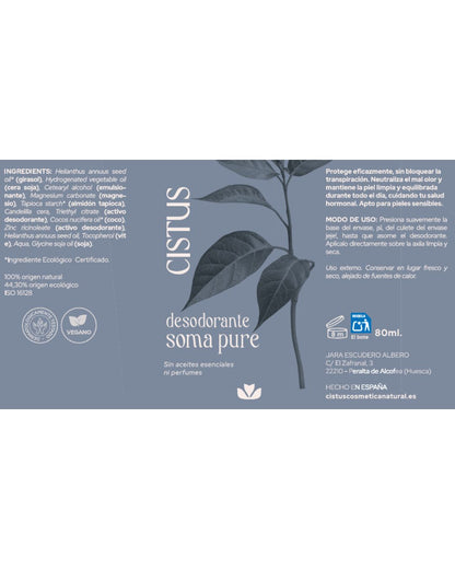 Desodorante sólido natural sin perfume para piel sensible | SOMA PURE 80 ml_5