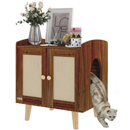 Pawhut Mueble Arenero Para Gatos Con Puertas Con Esteras De Sisal Marrón_0