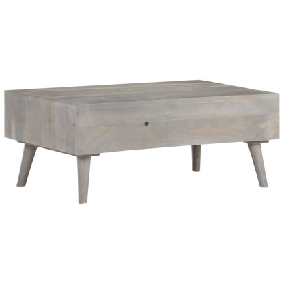Mesa De Centro Madera Maciza De Mango Rugosa Gris 100x60x40 Cm_2