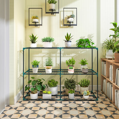 Outsunny Soporte Para Plantas De 3 Niveles De Acero 143x48x100 Cm Verde Oscuro_4