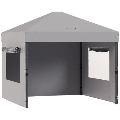 Outsunny Carpa Plegable Pop-up 3x3m Con 3 Paredes Upf50+ Altura Ajustable Blanco_4