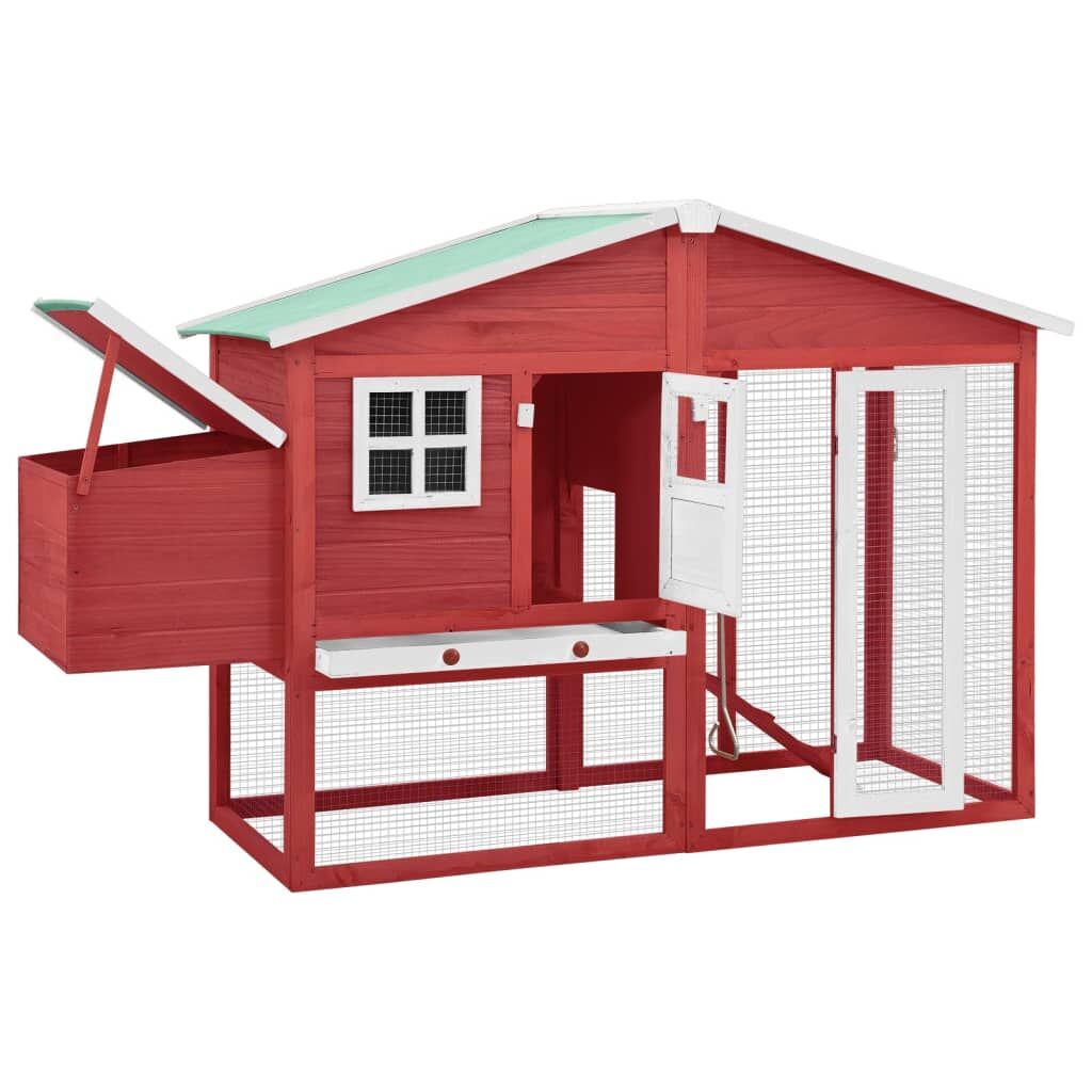 Vidaxl Gallinero Con Ponedero Madera Maciza Abeto Rojo Y Blanco_1