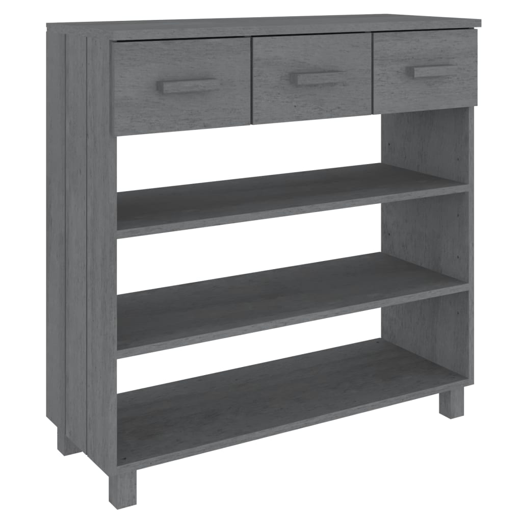 Mesa Consola Madera Maciza De Pino Gris Oscuro 90x35x90 Cm_0