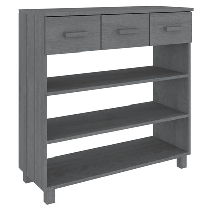 Mesa Consola Madera Maciza De Pino Gris Oscuro 90x35x90 Cm_0