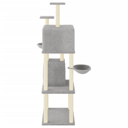 Rascador Para Gatos Con Postes De Sisal Gris Claro 180 Cm_3