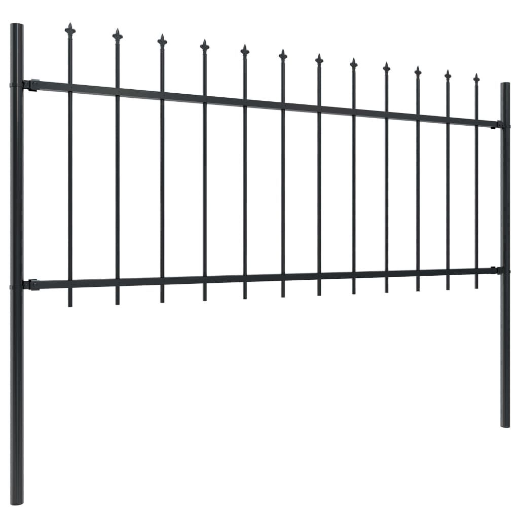 Valla De Jardín Con Puntas De Lanza Acero Negro 6,8x0,8 M / Vetonek_1