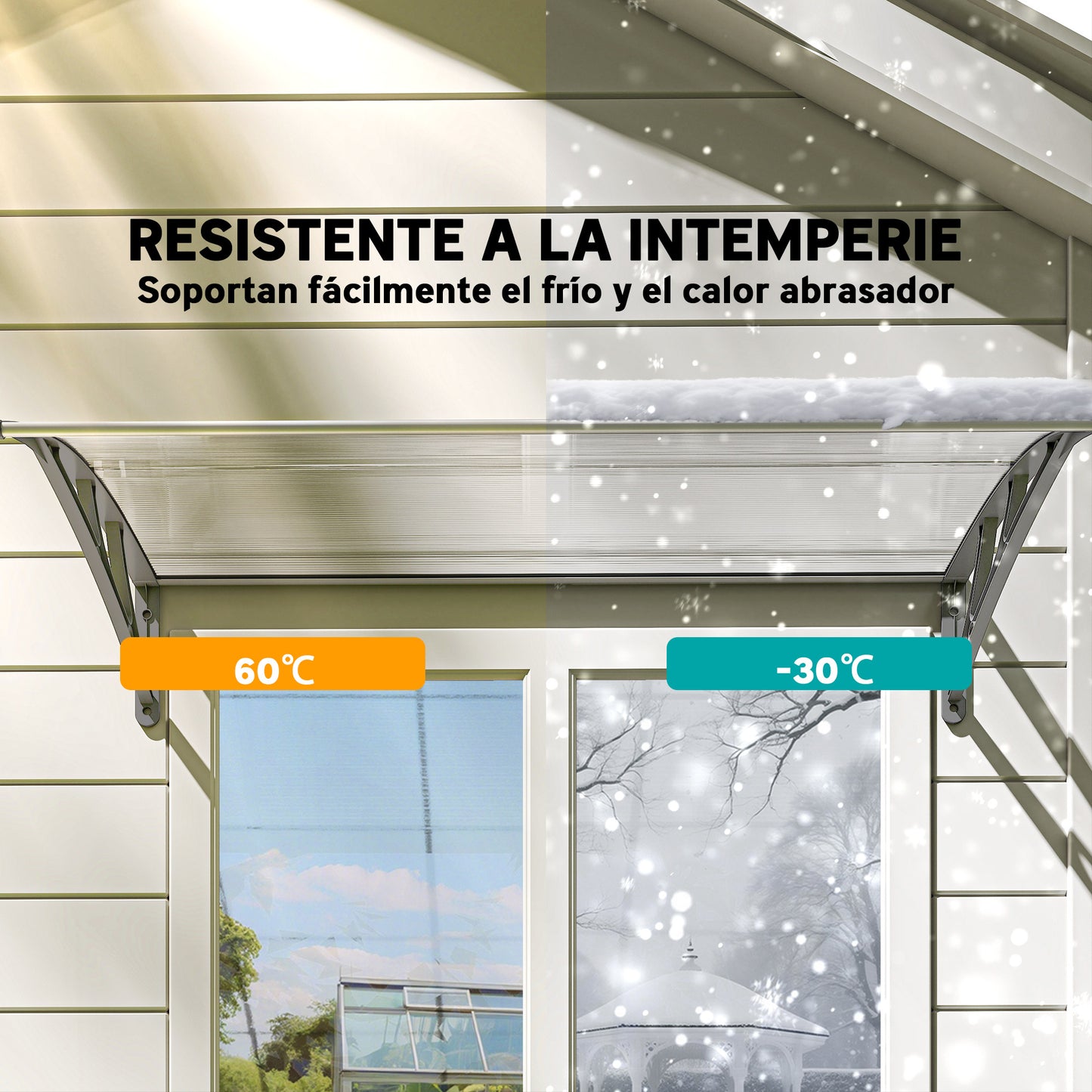 Outsunny Tejadillo De Protección 110x60 Cm Para Puertas Y Ventanas Transparente_5