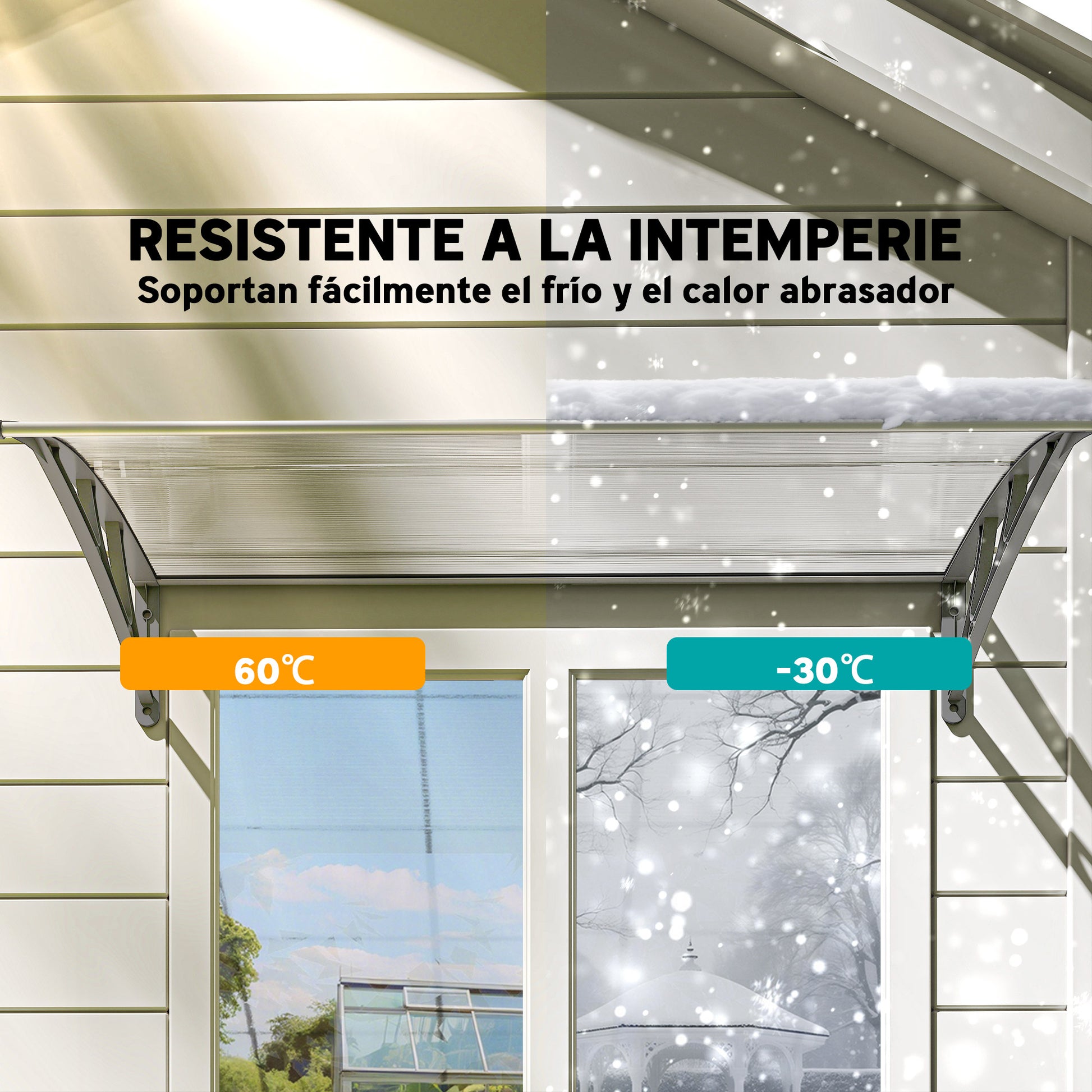 Outsunny Tejadillo De Protección 110x60 Cm Para Puertas Y Ventanas Transparente_5