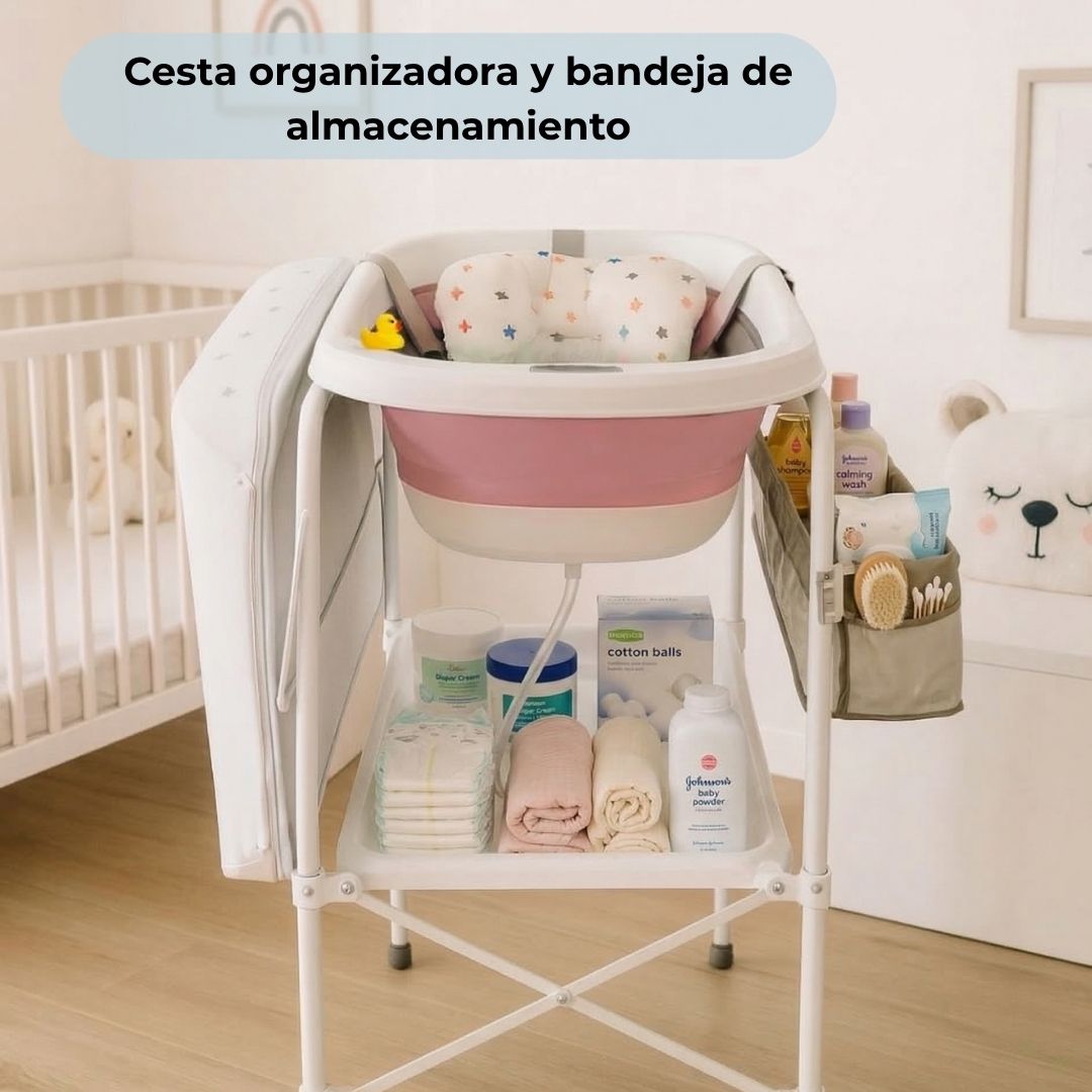Bathby | Bañera Bebé 5 En 1 Plegable Con Soporte, Cojín Antideslizante, Cambiador (rosa Pro)_4