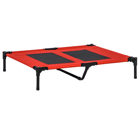Pawhut Cama Elevada Para Perros Interior Y Exterior 91,5x76,2x18 Cm Rojo_0