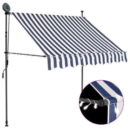 Toldo Manual Retráctil Con Led Azul Y Blanco 100 Cm_1