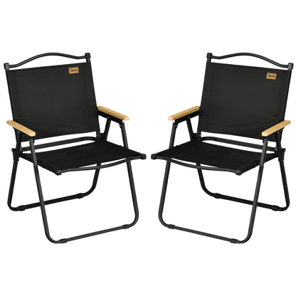 Outsunny Pack De 2 Sillas Plegable De Camping Con Reposabrazos Negro_0
