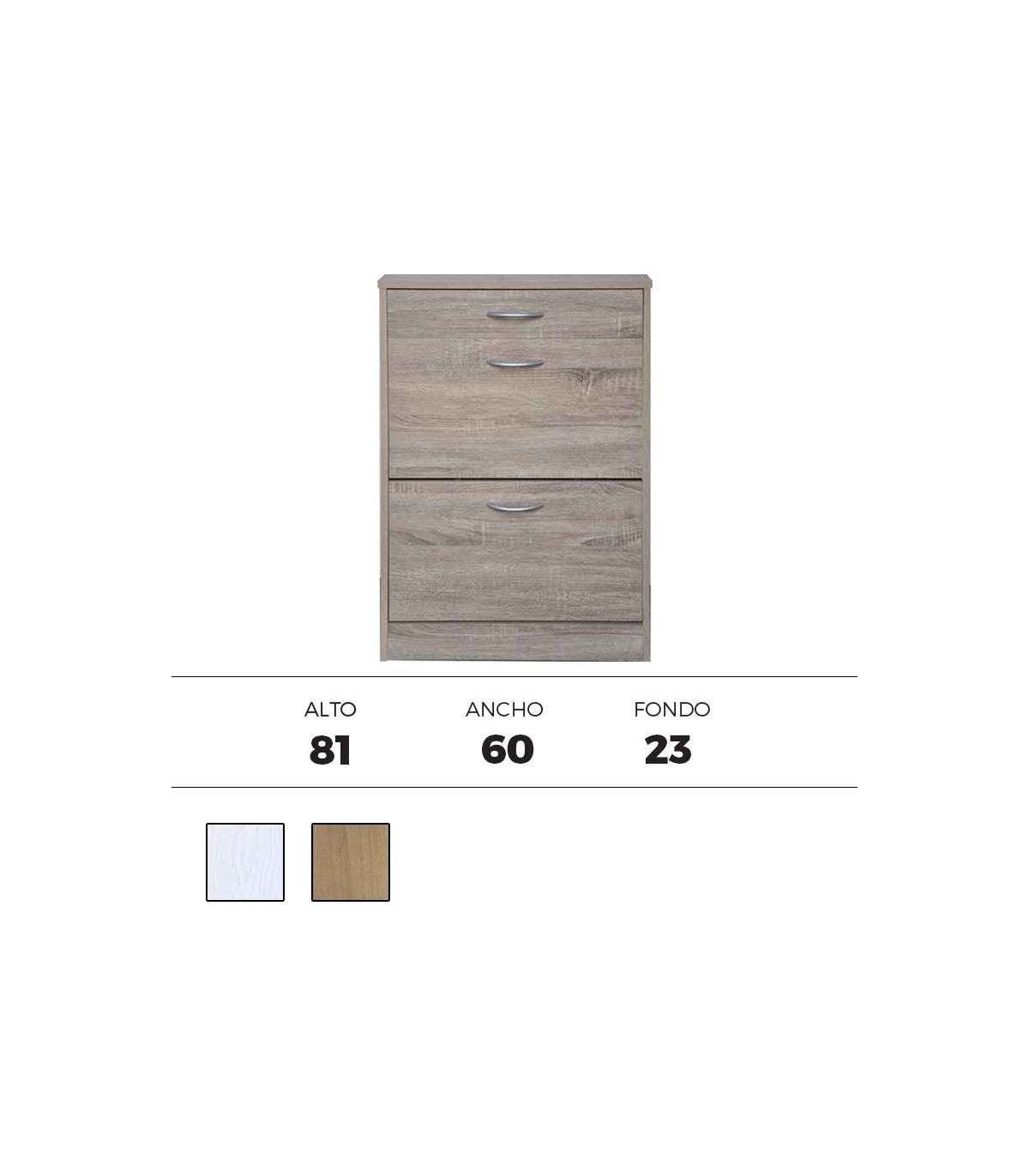 Armario Zapatero 2 Puertas Y 1 Cajón Acabado Roble Cambrian, 60 Cm(ancho) 81 Cm(altura) 23 Cm(fondo)_4