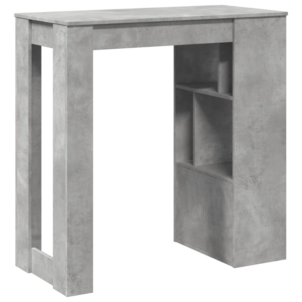 Mesa Alta Bar Con Estantes Madera Gris Hormigón 102x50x103,5cm_4
