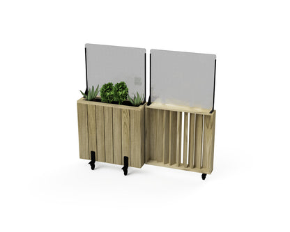 Kit Jardinera Alta De Madera Con Barandilla Y Cortavientos 60 Cm 75x24x80 Cm Hortalia_0