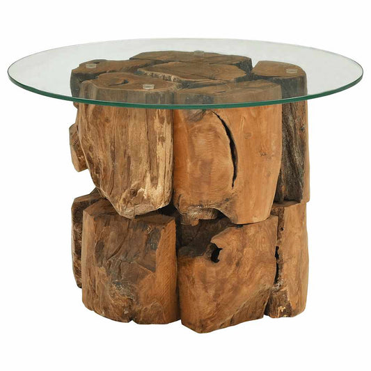 Mesa De Centro De Madera Flotante De Teca Maciza 60 Cm_0