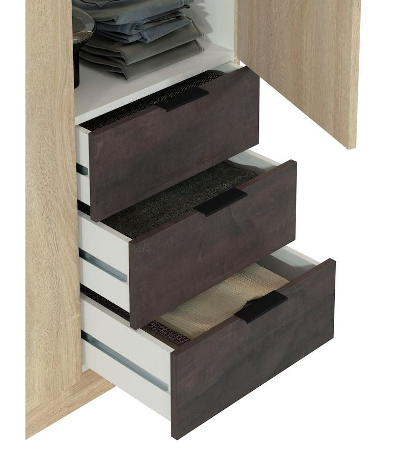 Armario 3 Puertas 3 Cajones Roble Oxido_2