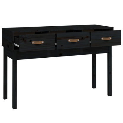 Mesa Consola Madera Maciza De Pino Negro 114x40x75 Cm_2
