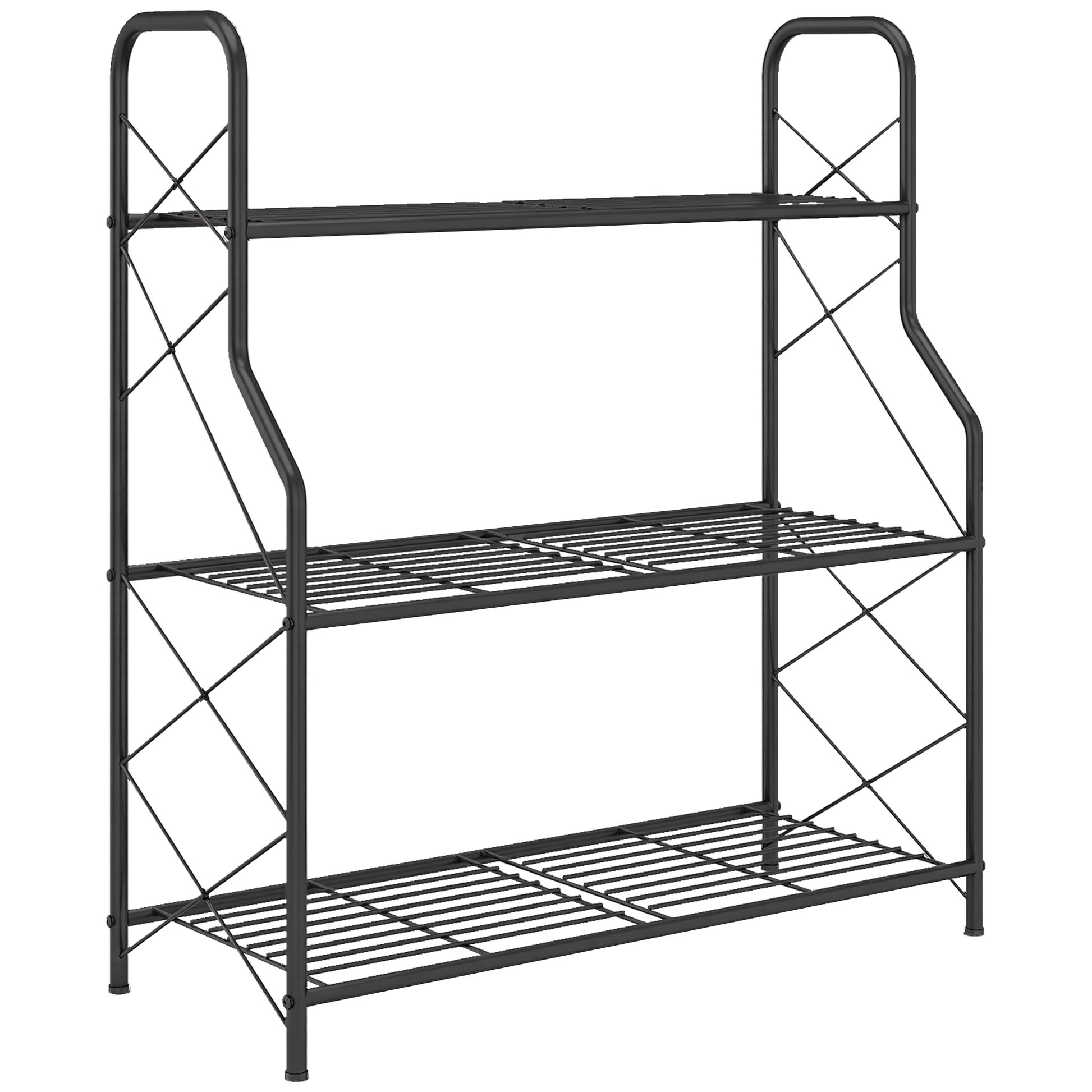 Outsunny Soporte Para Plantas De 3 Niveles De Metal 69x28,5x78 Cm Negro_0