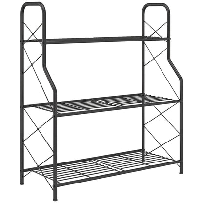 Outsunny Soporte Para Plantas De 3 Niveles De Metal 69x28,5x78 Cm Negro_0