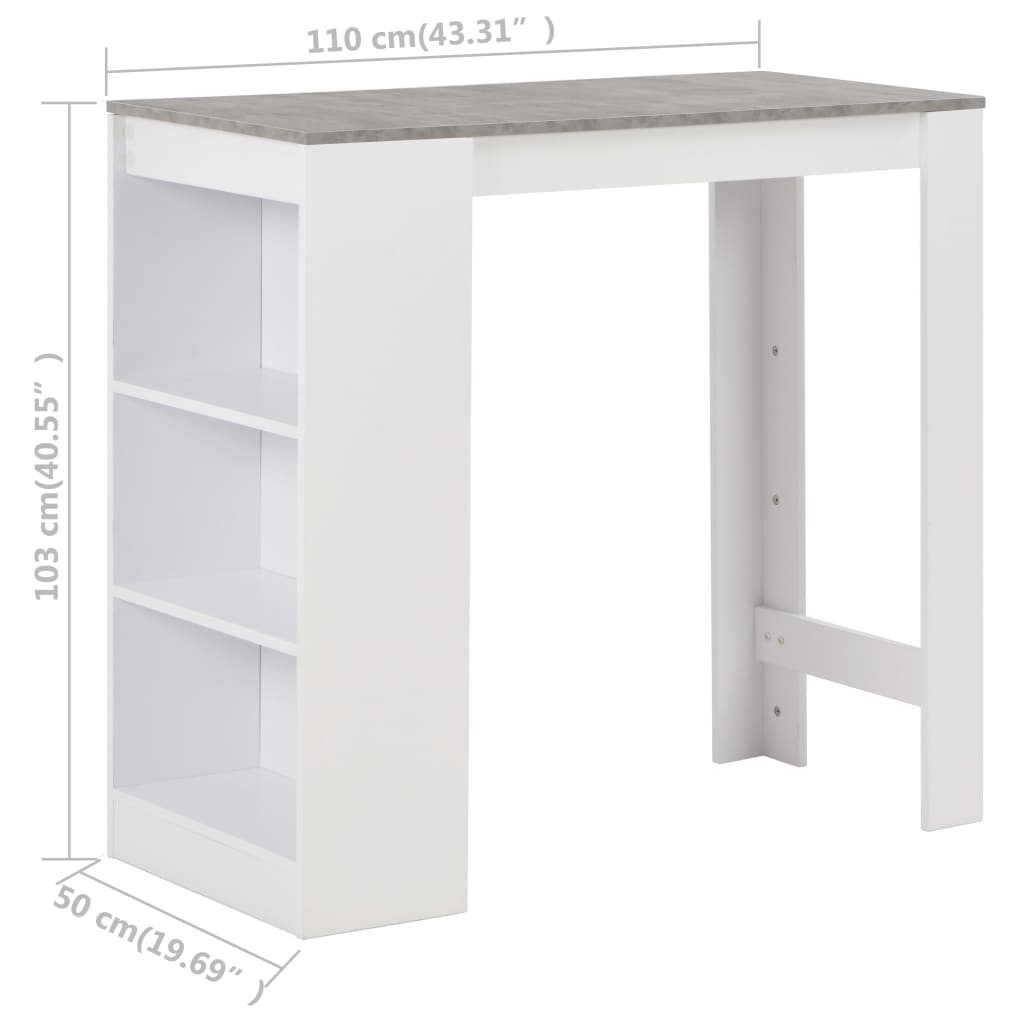 Mesa Alta De Cocina Con Estantería Blanca 110x50x103 Cm_4