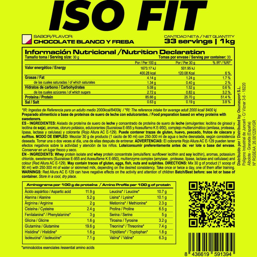 Iso Fit - 1kg - Chocolate Blanco Con Fresa - Aumenta La Masa Muscular - Masmusculo_4