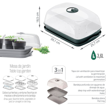 Semillero/bandeja Multiusos Respana Table Greenhouse 3,6l., Dimensiones (mm) 391x257x185, Color Antracita_2