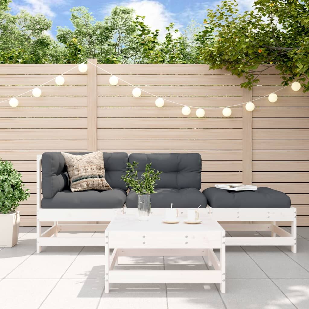 Vidaxl Juego De Muebles De Jardín 4 Pzas Madera Maciza De Pino Blanco_1