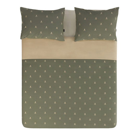 Set Cama (funda Nórdica 250x230cm + 2 Fundas Almohada 50x85cm) 100% Algodón 144tc Beige & Khakhi Calaveras Scalpers Home_0