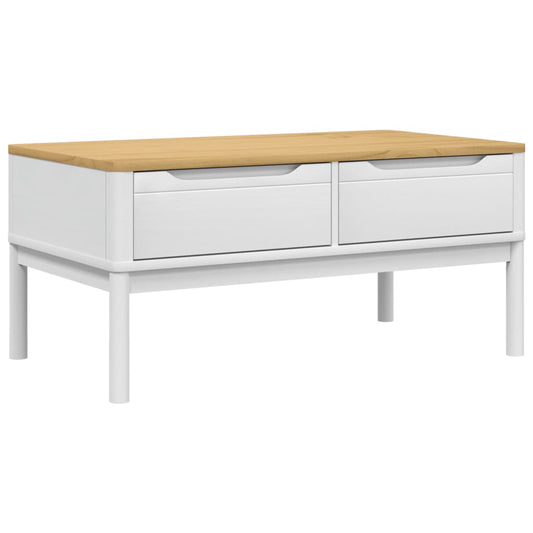 Mesa De Centro Floro Madera Maciza De Pino Blanco 99x55,5x45 Cm_0