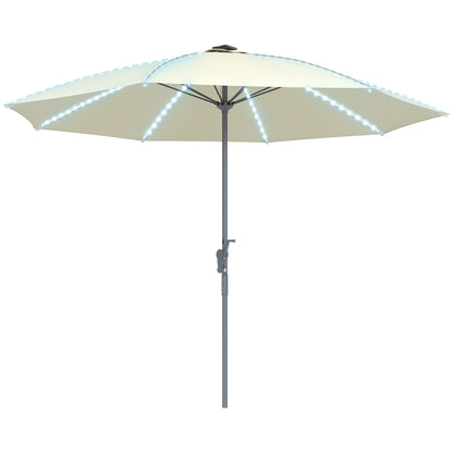 Outsunny Sombrilla Terraza Exterior Con Luces Led Ø300x256 Cm Con Manivela Crema_0