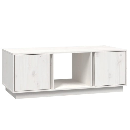 Mesa De Centro De Madera Maciza De Pino Blanco 110x50x40 Cm_0