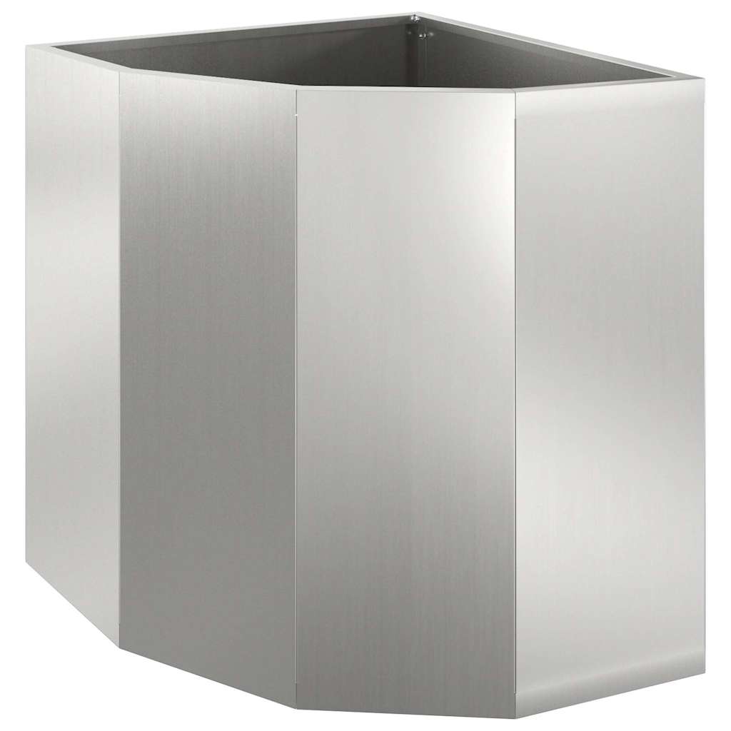 Macetero De Esquina Plateado 45 X 45 X 50 Cm Acero Galvanizado_0