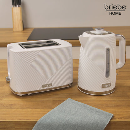 Briebe Elegance Set Tostadora Pan Ranura Ancha 2 Rebanadas + Hervidor Agua Eléctrico 1,7l Inalámbrico,skt1170wht,blanco_1