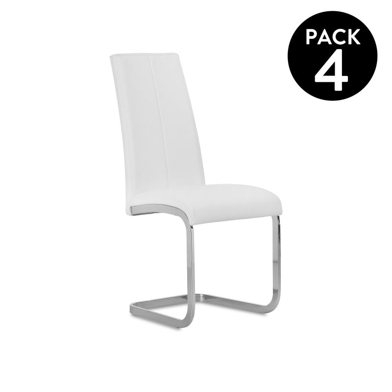 Pack 4 Sillas De Comedor Smile Símil Piel Tapizado, Blanco, 44,9 X 100 X 38_0