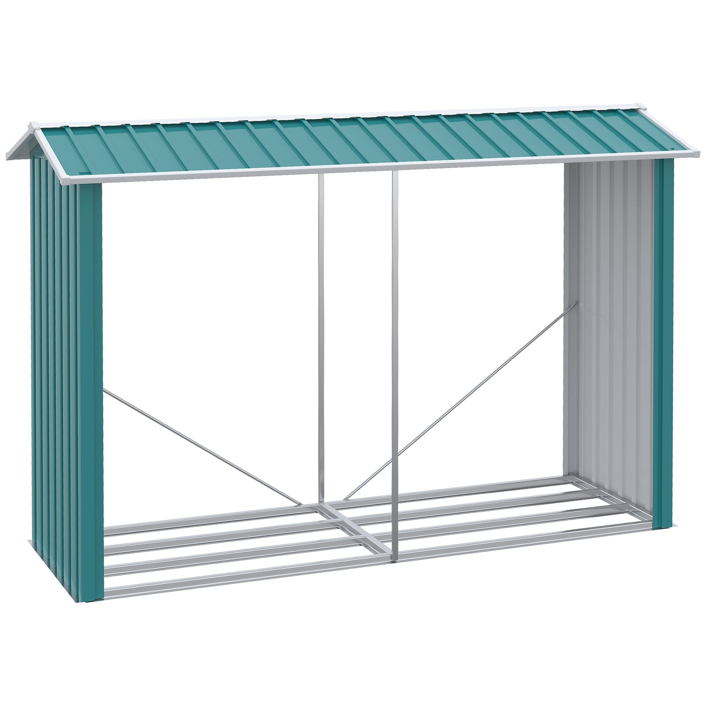 Outsunny Casetilla Para Leña De Acero Galvanizado Con Techo 240x86x160 Cm Verde_0