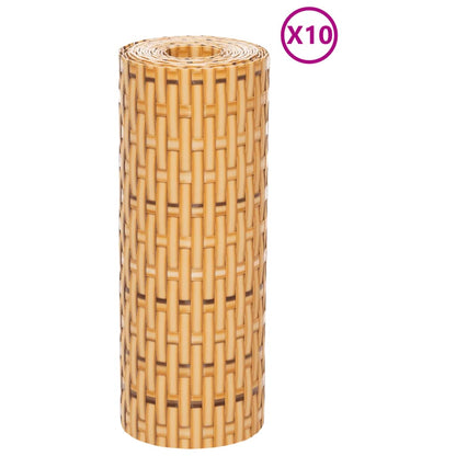 Toldos De Balcón 10 Uds Ratán Sintético Marrón Claro 255x19 Cm / Vetonek_5