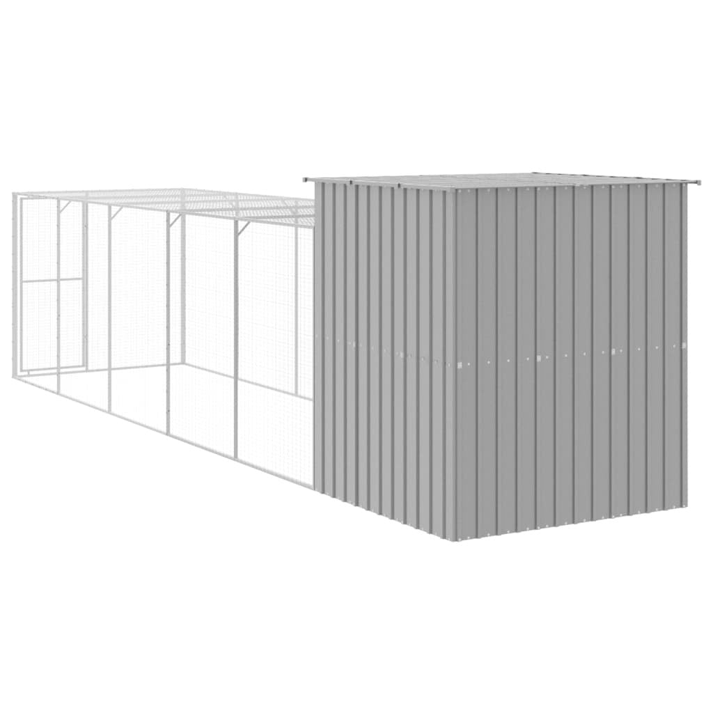 Vidaxl Gallinero Con Corral Acero Galvanizado Gris Claro 165x659x181cm_4