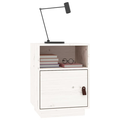 Mesita De Noche Madera Maciza De Pino Blanco 40x34x55 Cm_2