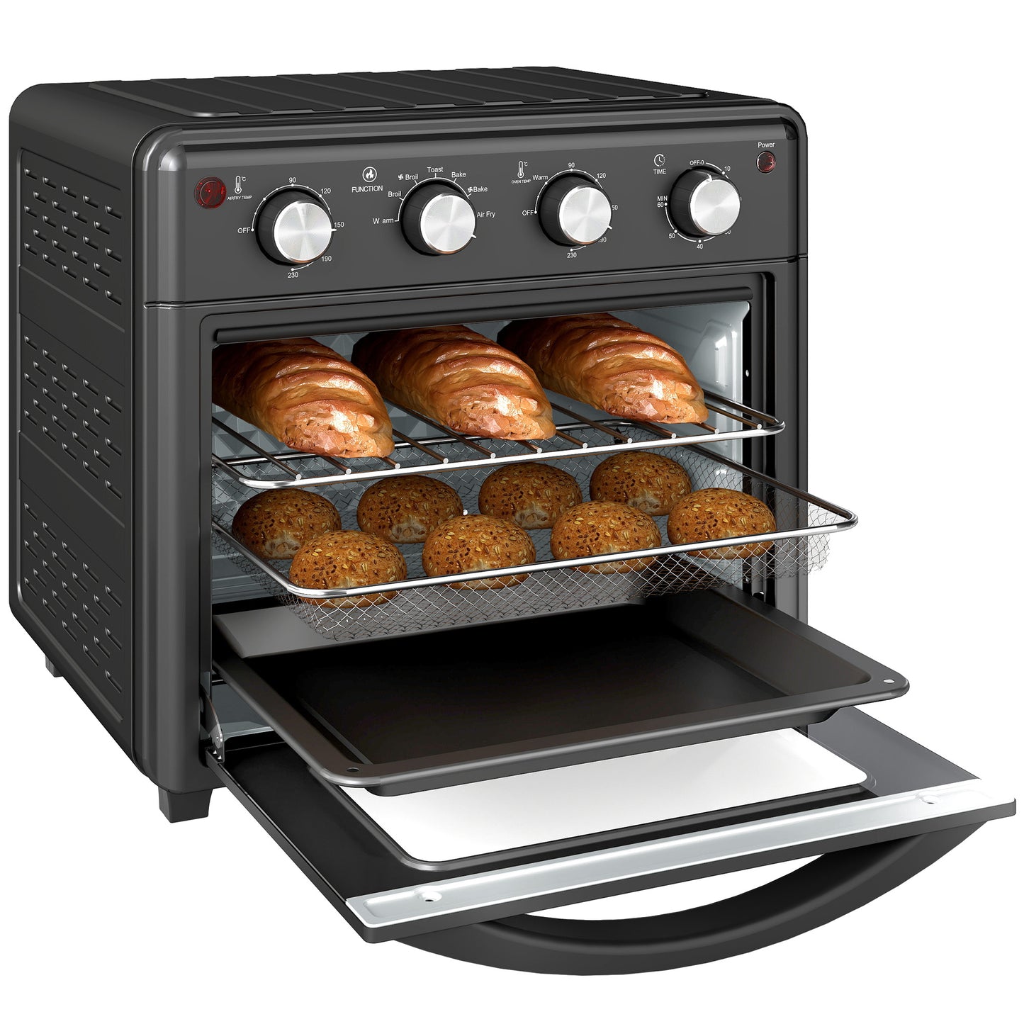 Homcom Horno Eléctrico Multifunción De Sobremesa De 30l 1600w 43x39x39cm Negro_0